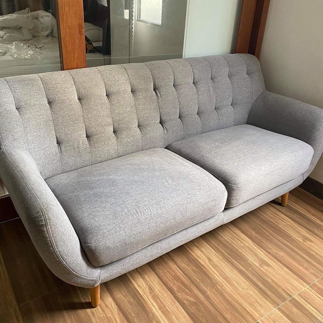 Tufted Fabric Sofa after